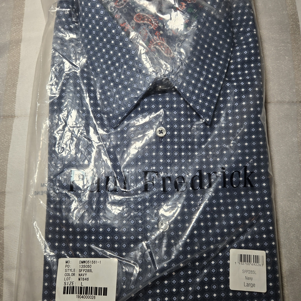Paul Frederick Navy Patterned Men's Shirt